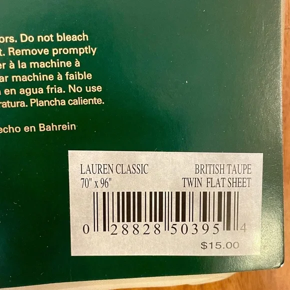 Ralph Lauren Twin Flat Sheet Classic British Taupe SUPIMA 350 Thread Count NEW. - Picture 4 of 6